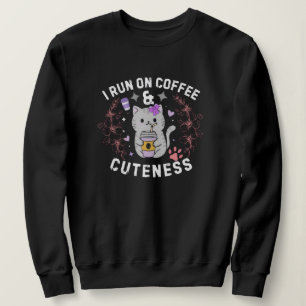 Moletom Eu Funciono Com Café & Doçura Design de Gatinho Fo