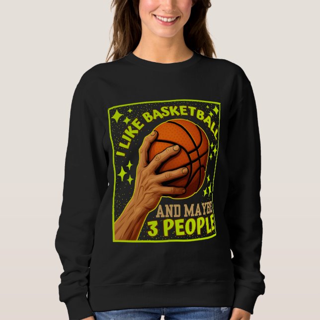 Moletom eu gosto de basquete e talvez 3 pessoas (Frente)