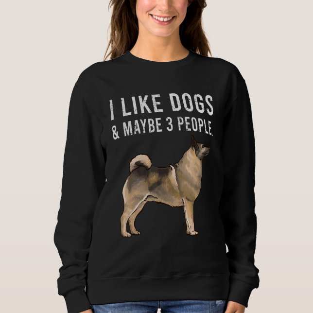 Moletom Eu Gosto de Cães Norwegian Elkhound E Talvez 3 Pes (Frente)