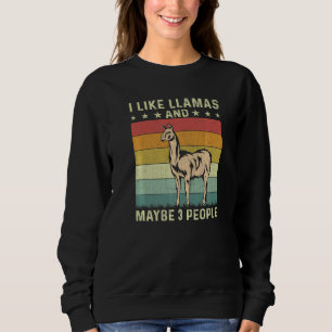 Moletom Eu Gosto de Lhamas E Talvez 3 Pessoas Retro 60s 70
