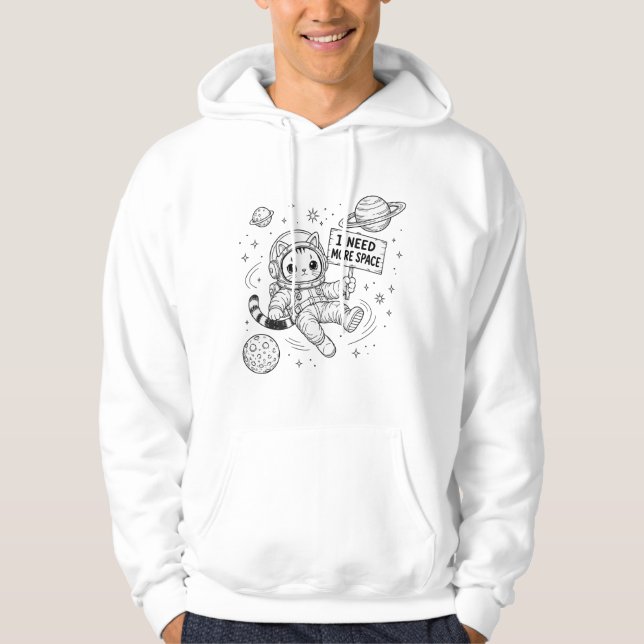 Moletom Eu Preciso de Mais Espaço Gato Astronauta Engraçad (Frente)