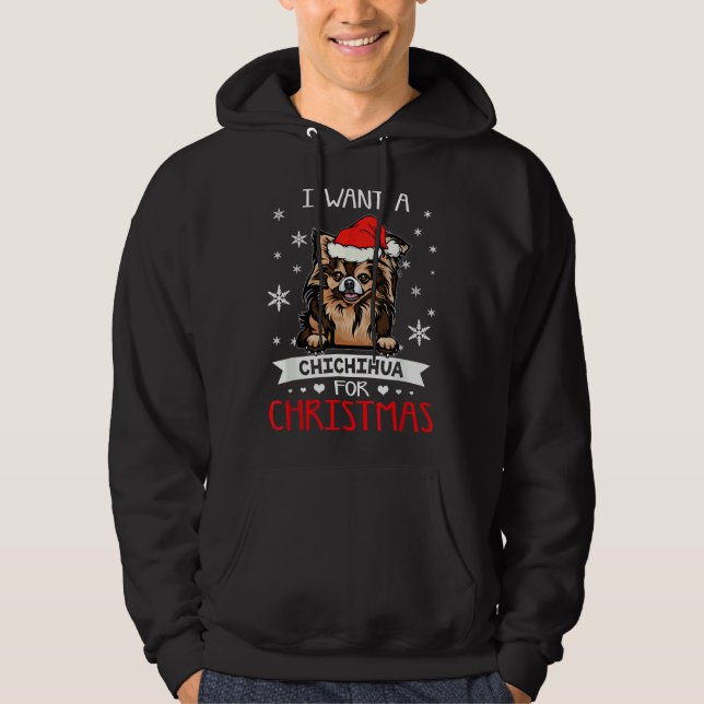Moletom Eu Quero O Natal É Chihuahua Xmas Pajama Para (Frente)