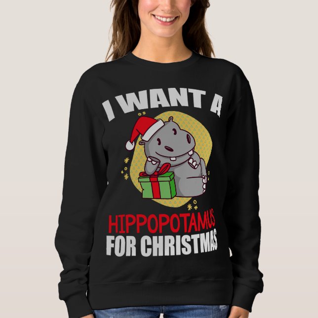 Moletom eu quero um hipopótamo de natal hippo pajama (Frente)