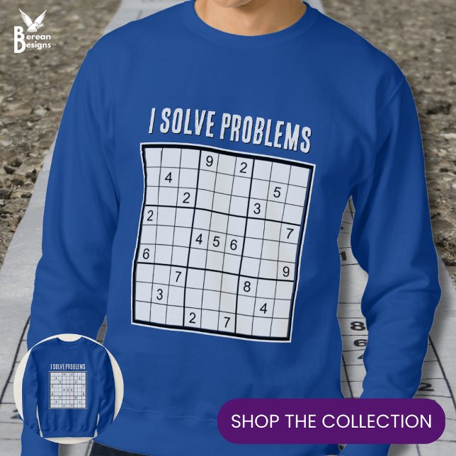 Moletom Eu Resolvo Problemas SUDOKU Personalizado (Stylish SUDOKU I Solve Problems sweatshirt with customizable text for Sudoku fanatics.)