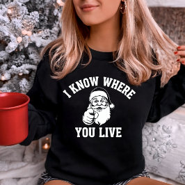 Moletom Eu Sei Onde Você Mora Papai Noel Engraçado
