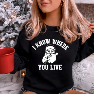Moletom Eu Sei Onde Você Mora Papai Noel Engraçado