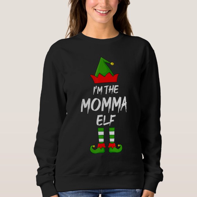 Moletom Eu sou a mãe Elf no Natal da família (Frente)