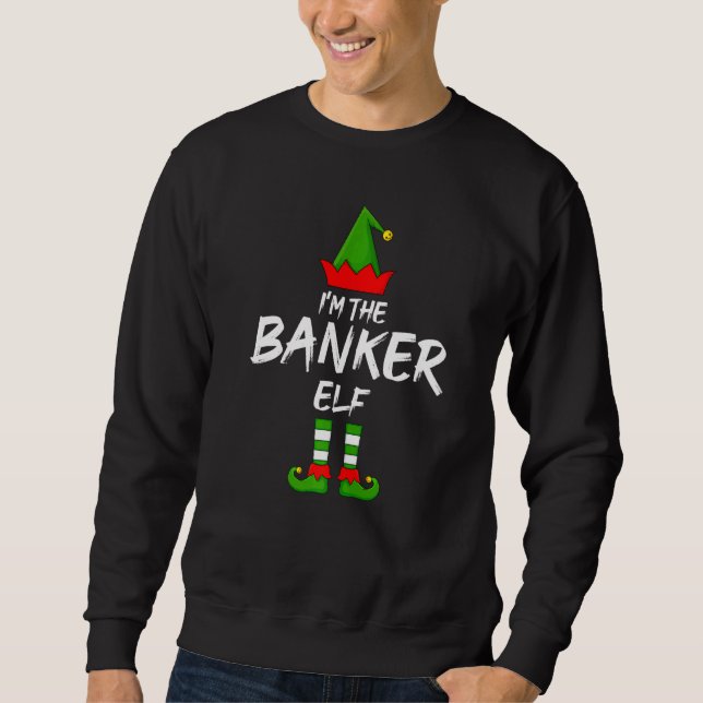 Moletom Eu sou o Banker Elf, que combina com a família Elf (Frente)