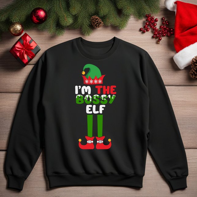 Moletom Eu sou o Bóssy Elf Engraçado. (I'm the Bossy Elf Funny Christmas Sweatshirt)