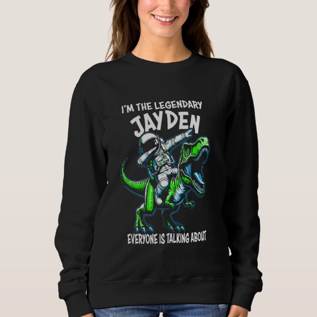 Moletom Eu Sou O Jayden Lendário Astronauta Dinossauro Eng (Frente)