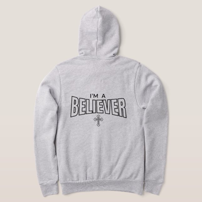 Moletom Eu sou um Cheio de Crença-Zip Hoodie (Postura das costas)