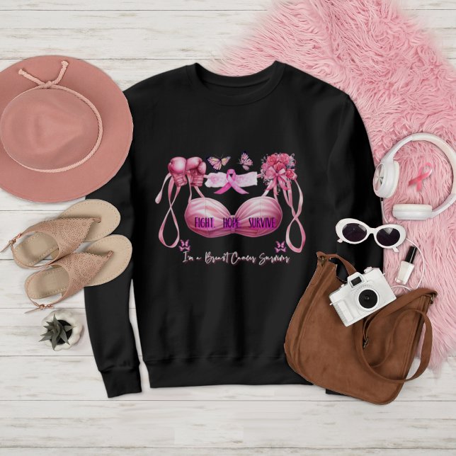 Moletom Eu sou uma fita rosa de sobrevivência com câncer d (Criador carregado)