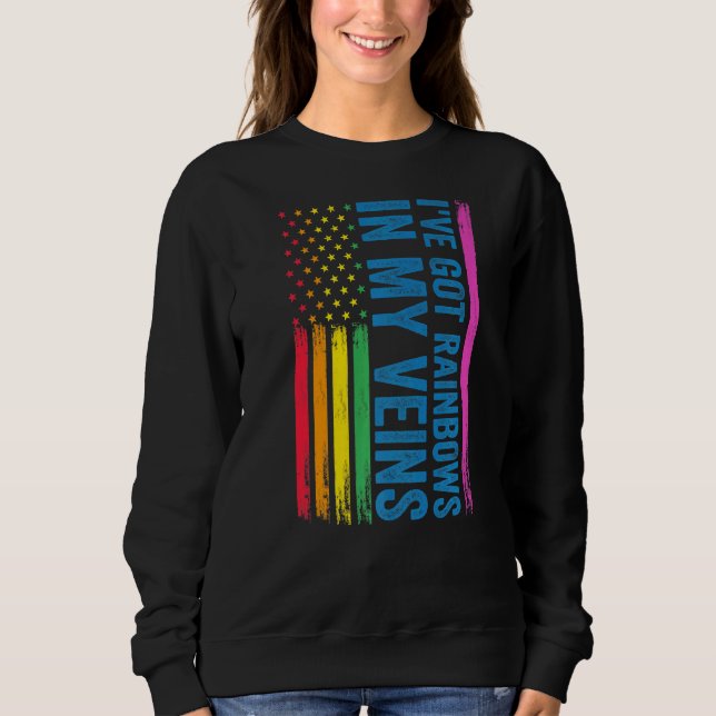 Moletom Eu tenho arco-íris em minhas veias Lgbt (Frente)