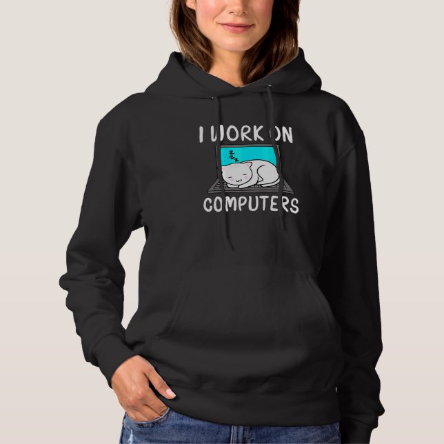 Moletom Eu Trabalho Em Computadores Cat - Estados De Acess (Frente)