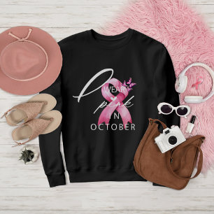 Moletom Eu Visto Rosa em outubro Sensibilização para o Can