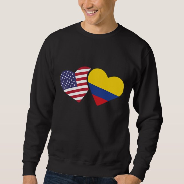 Moletom EUA Colômbia Flag Heart Colombian American Love Gi (Frente)