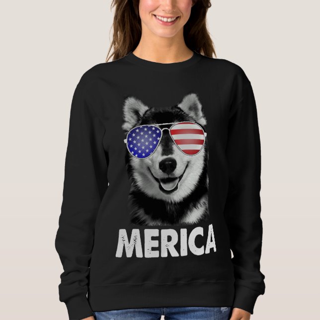 Moletom Eua Patriótica Merica Siberian Husky Dog Eua Améri (Frente)