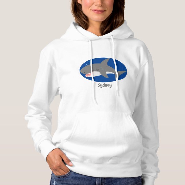 Moletom Excelente de desenho animado branco de tubarão fel (Frente)