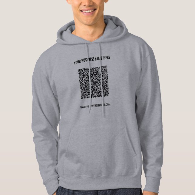 Moletom Exemplo de capuz de negócios com código QR e texto (Frente)