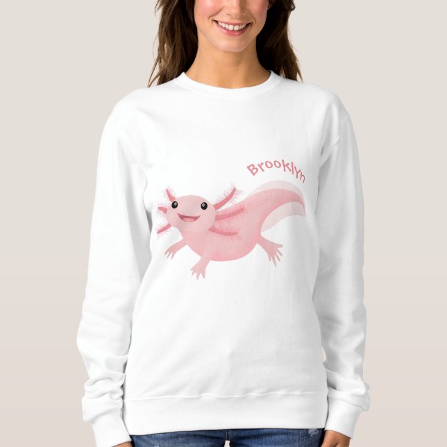 Moletom Exolotl branco rosa feliz (Frente)