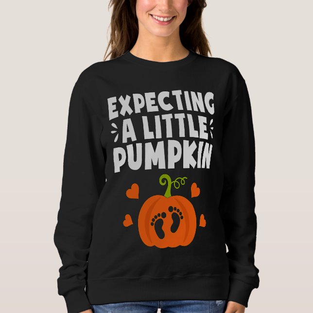 Moletom Expecting A Little Pumpkin Halloween Pregnant Mom  (Frente)