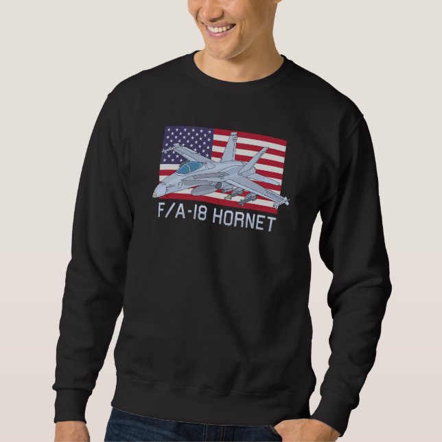 Moletom Fa 18 Hornet Jet Fighter Plane American Flag (Frente)