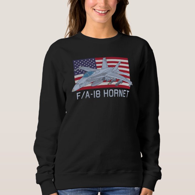 Moletom Fa 18 Hornet Jet Fighter Plane American Flag (Frente)