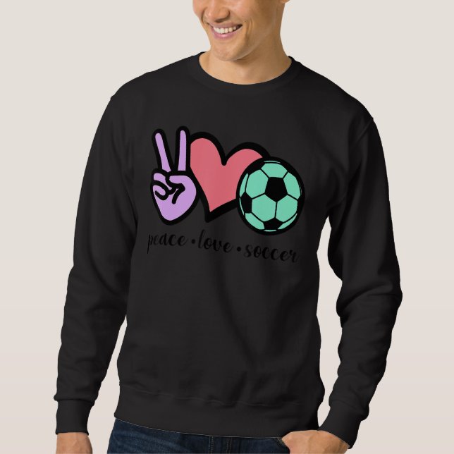 Moletom Fã de Futebol do Dia do Jogo Peace Love (Frente)