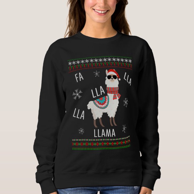 Moletom Fa La La Cute Llama Ugly Christmas SweGirl (Frente)