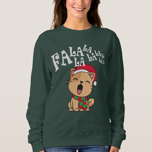 Moletom Fa La La La La La Natal Cantando T-Shirt (Frente)