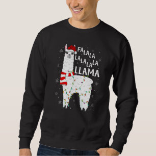 Moletom Fa La La Llama Luzes de Natal Chapéu do Papai Noel