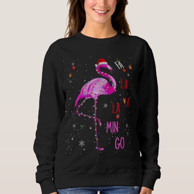 Moletom Fa La La Mingo Flamingo é o Natal Flamingo (Frente)