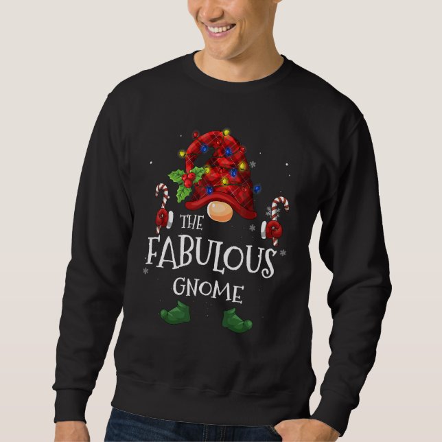 Moletom Fabuloso Gnome Buffalo Xadrez Árvore de Natal Leve (Frente)
