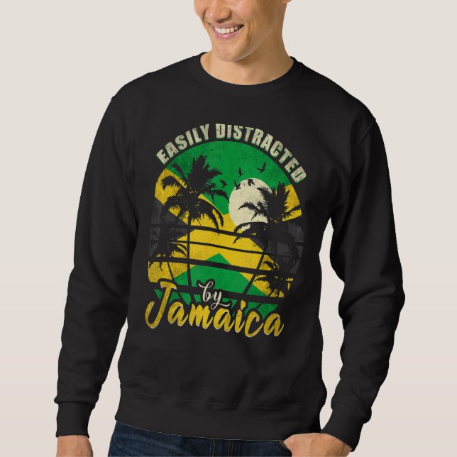 Moletom Facilmente Distraído Pela Jamaica Retro Jamaican (Frente)