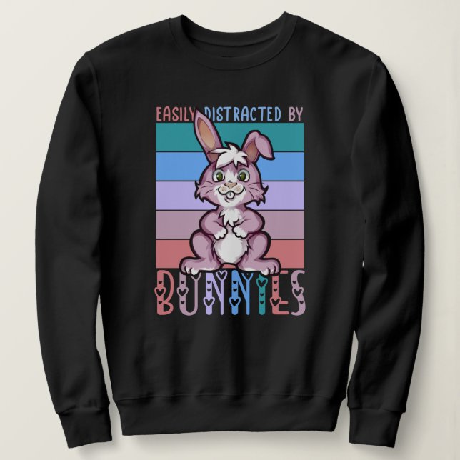 Moletom Facilmente distraído por Bunnies Cute Bunny Lover (Frente do Design)