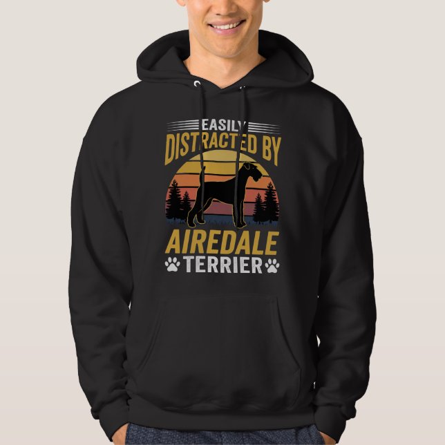 Moletom Facilmente Distraído por Cão Retro Airedale Terrie (Frente)