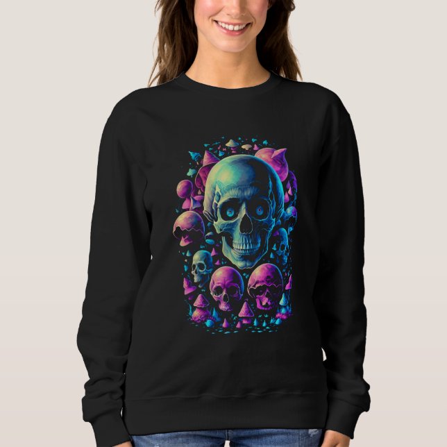 Moletom Fairycore Mushroom Skulls Aesthetic Vaporwave dark (Frente)