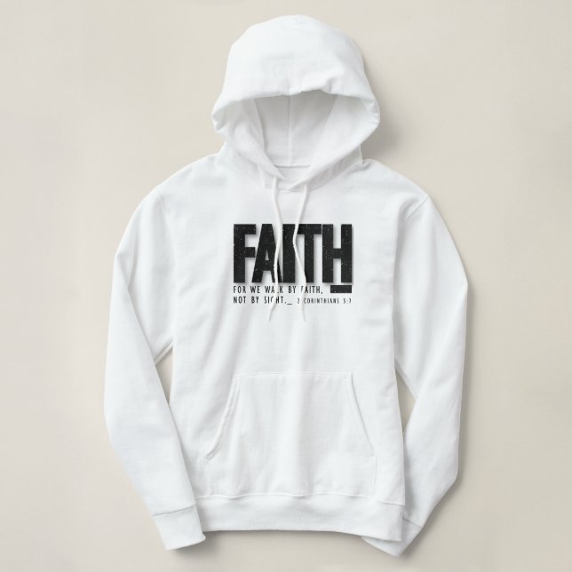 Moletom Faith Hoodie Christian Sweatshirt com Bíblia Verse (Frente do Design)