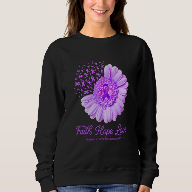 Moletom Faith Hope Love Domestic Violence Awareness Flower (Frente)