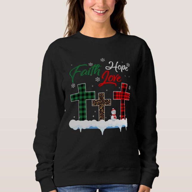 Moletom Faith Hope Love Snowman  Christian Xmas (Frente)