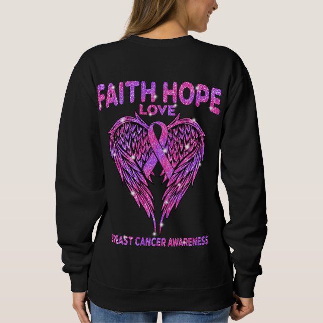 Moletom Faith Hope Love Wings Breve Cancer Consciência (Verso)