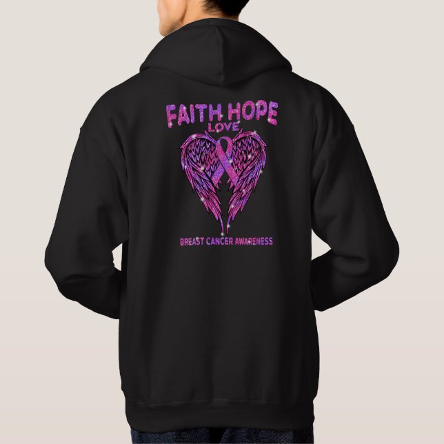 Moletom Faith Hope Love Wings Breve Cancer Consciência (Verso)