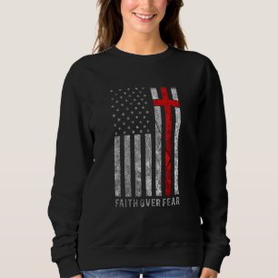 Moletom Faith Sobre Medo Christain Cross American Flag Bib