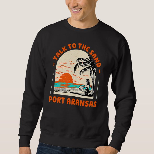 Moletom Fale Com O Sand Port ArKansas Beach Texas Ocean Su (Frente)