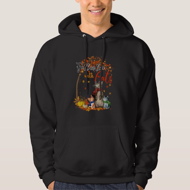 Moletom Fall In Love With Cats Autumn Leaves Thanksgiving (Frente)