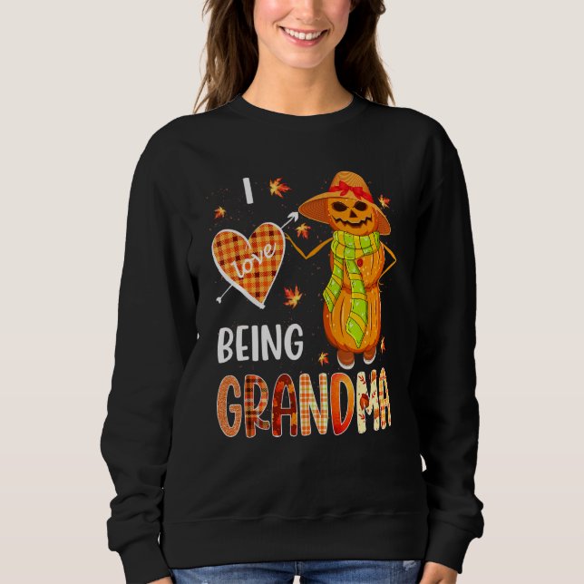 Moletom Fall Leaf Grandma Pumpkin Snowman Thanksgiving Aut (Frente)