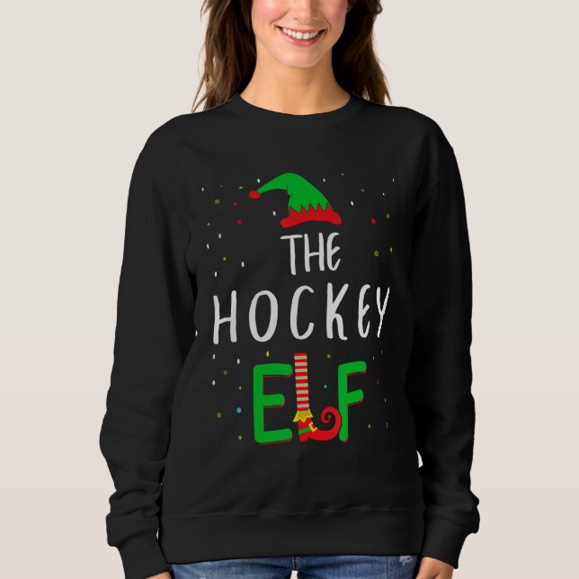 Moletom Família Hockey Elf Correspondendo Pjs De Natal Eng (Frente)