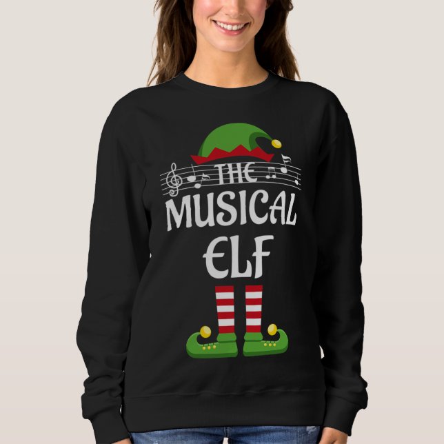 Moletom Família natalícia Coincidindo Música Elf Gift Músi (Frente)
