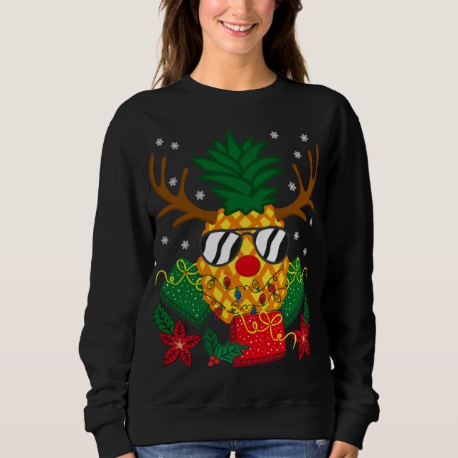 Moletom Família natalícia Reindeer Deer Pineapple Sung (Frente)
