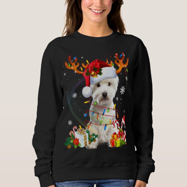 Moletom Família Westie Reindeer Correspondendo aos pijamas (Frente)